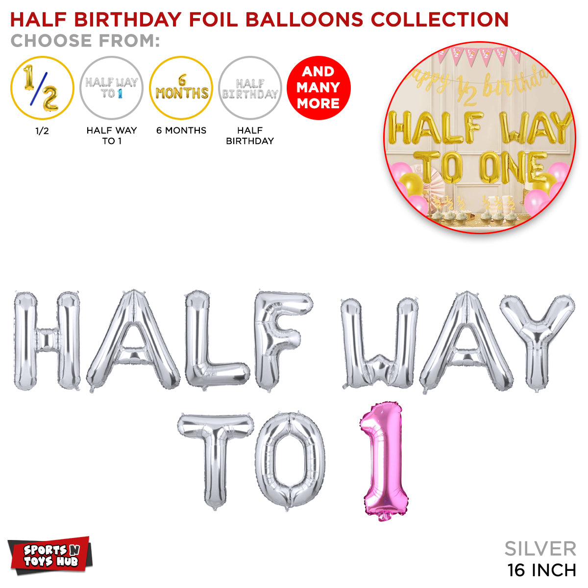 Half Birthday Silver Foil Letter Collection