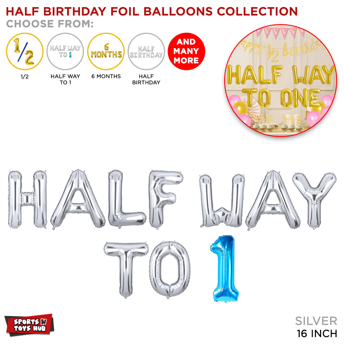 Half Birthday Silver Foil Letter Collection