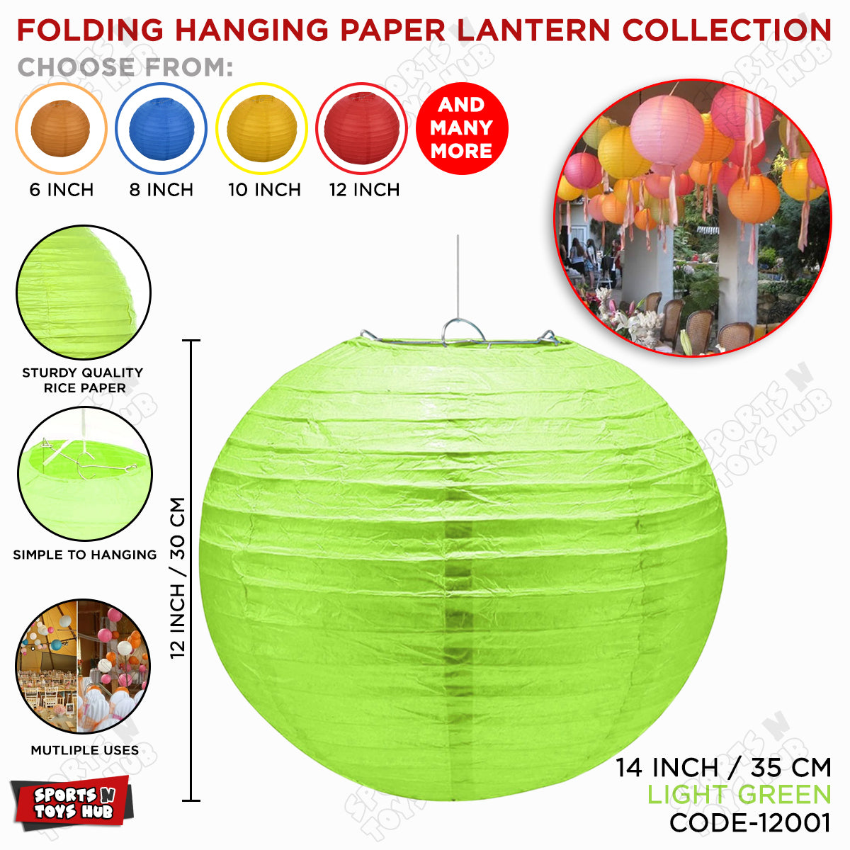 14 Inch Paper Hanging Lanterns Collection