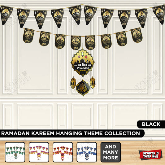 Ramadan Kareem Black Midnight Noor Hanging Banner, Flag & Center Pieces Theme