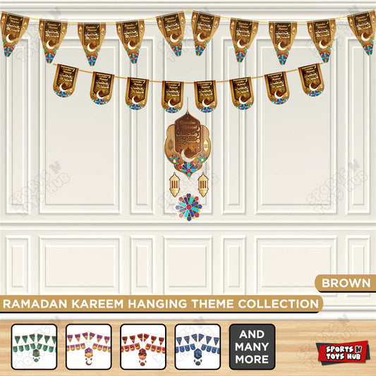 Ramadan Kareem Brown Midnight Crescent Hanging Banner, Flag & Center Pieces Theme
