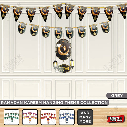 Ramadan Kareem Midnight Grey Hanging Banner, Flag & Center Pieces Theme