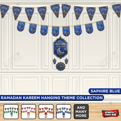 Ramadan Kareem Sapphire Blue Hanging Banner, Flag & Center Pieces Theme