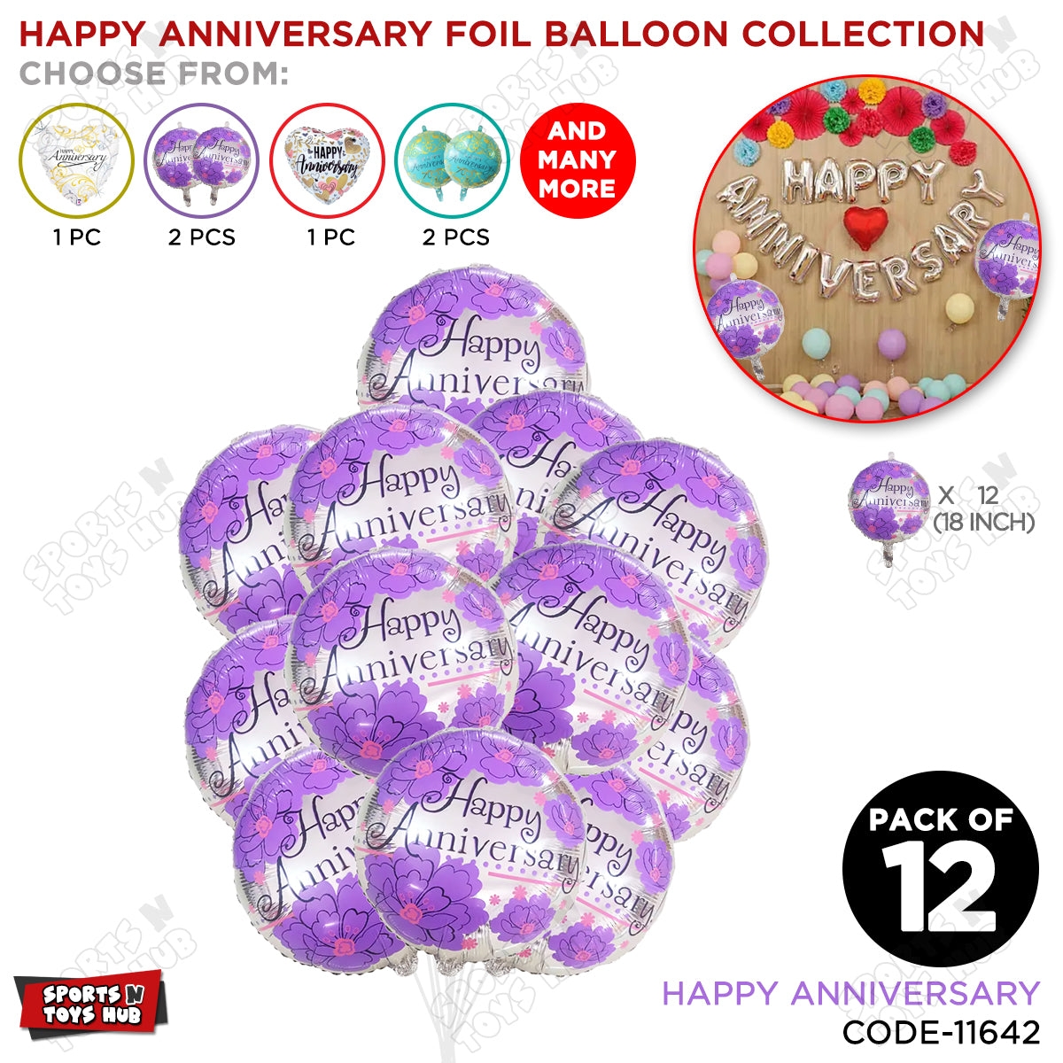 Happy Anniversary Round Foil Balloon