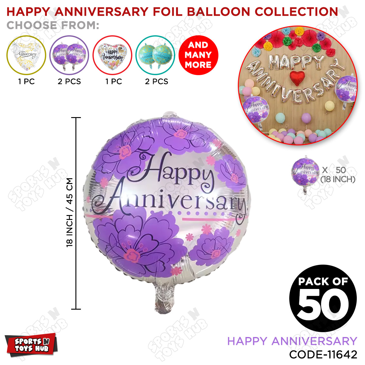 Happy Anniversary Round Foil Balloon