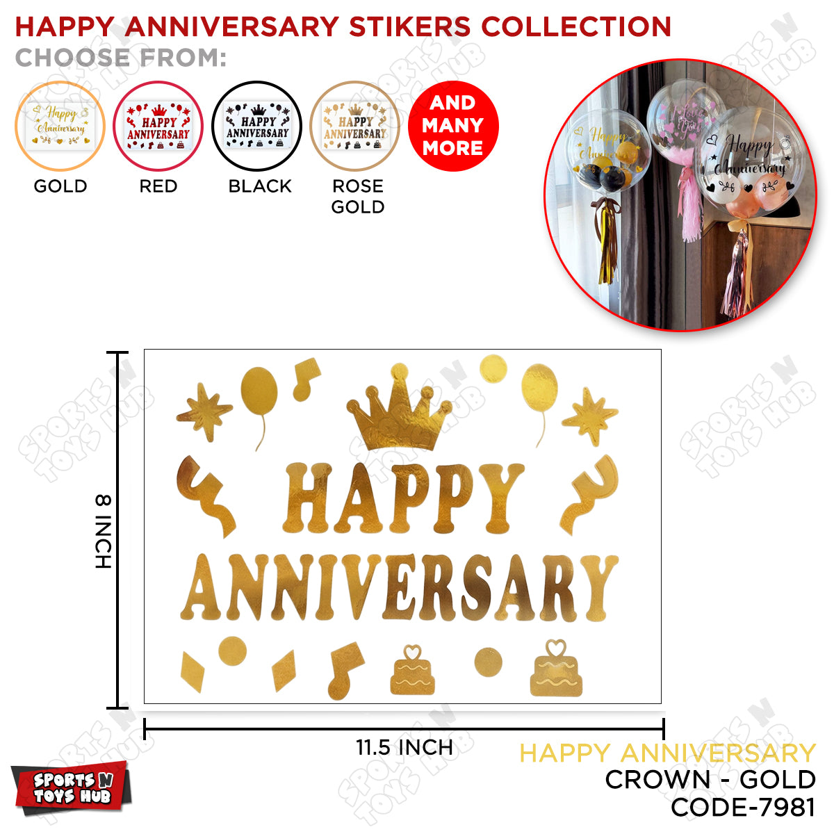 Happy Anniversary Balloons Sticker Collection