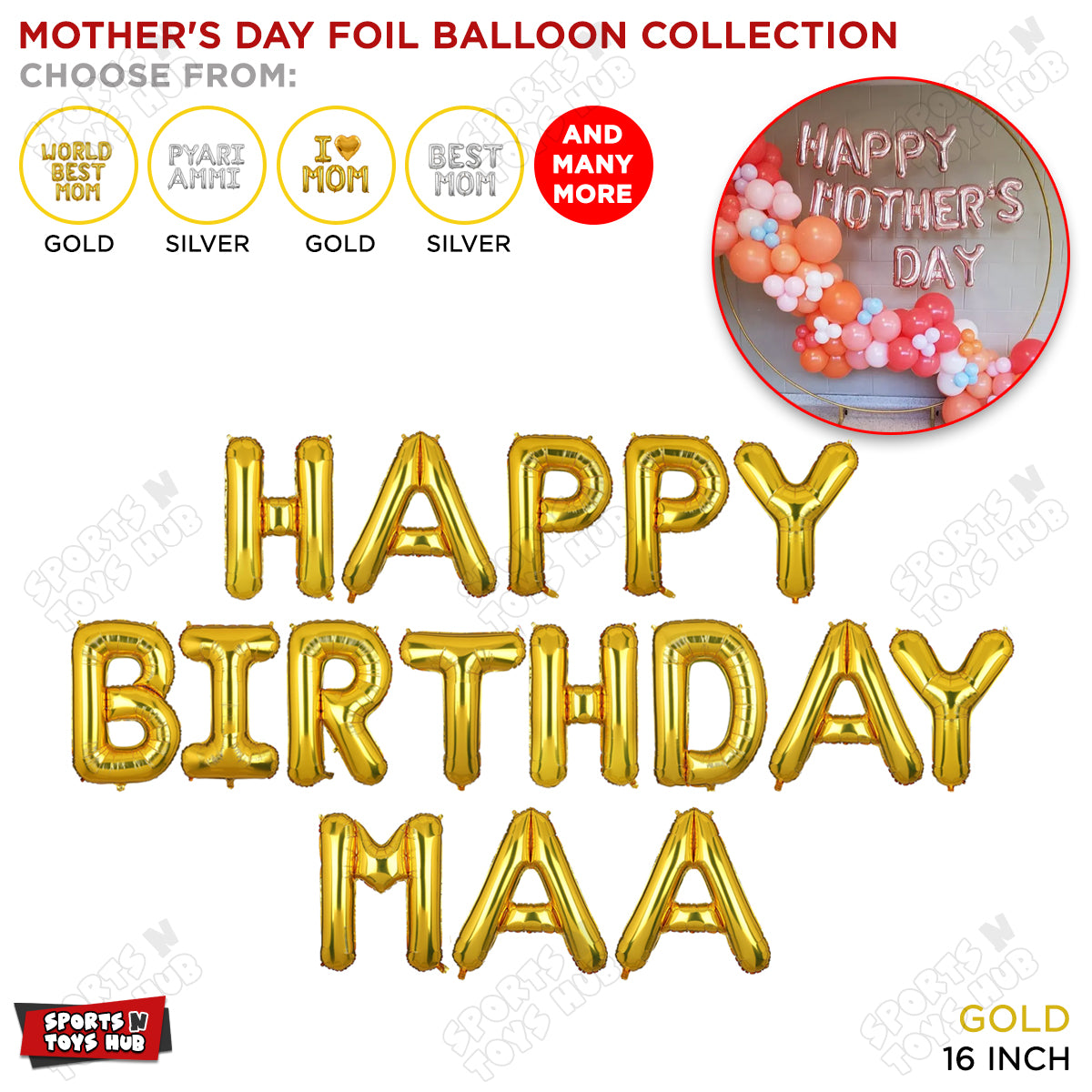 Happy Birthday Maa Foil Letter Collection