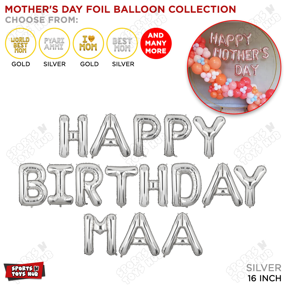 Happy Birthday Maa Foil Letter Collection
