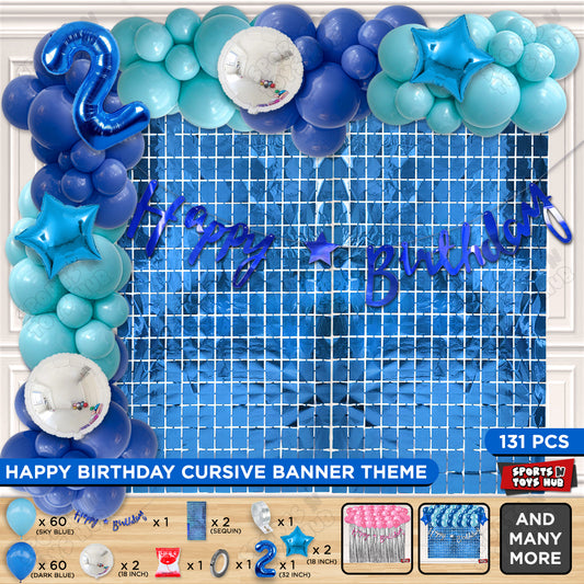 Second Birthday Cutout Banner Arch Theme - Blue