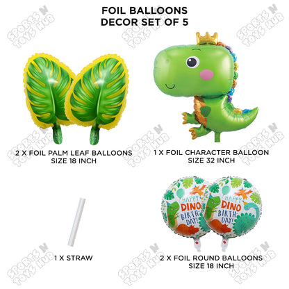 Happy Dino Pack Of 5 Foil Balloon Set