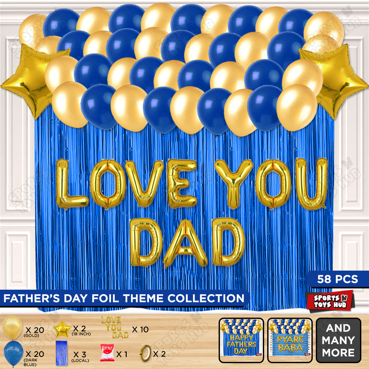 Love You Dad Foil Letter Curtain Theme Collection