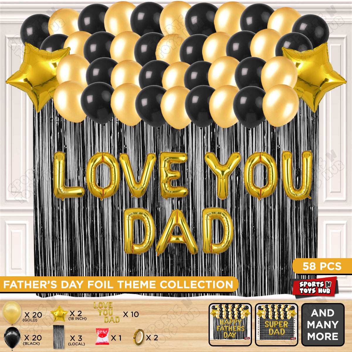 Love You Dad Foil Letter Curtain Theme Collection