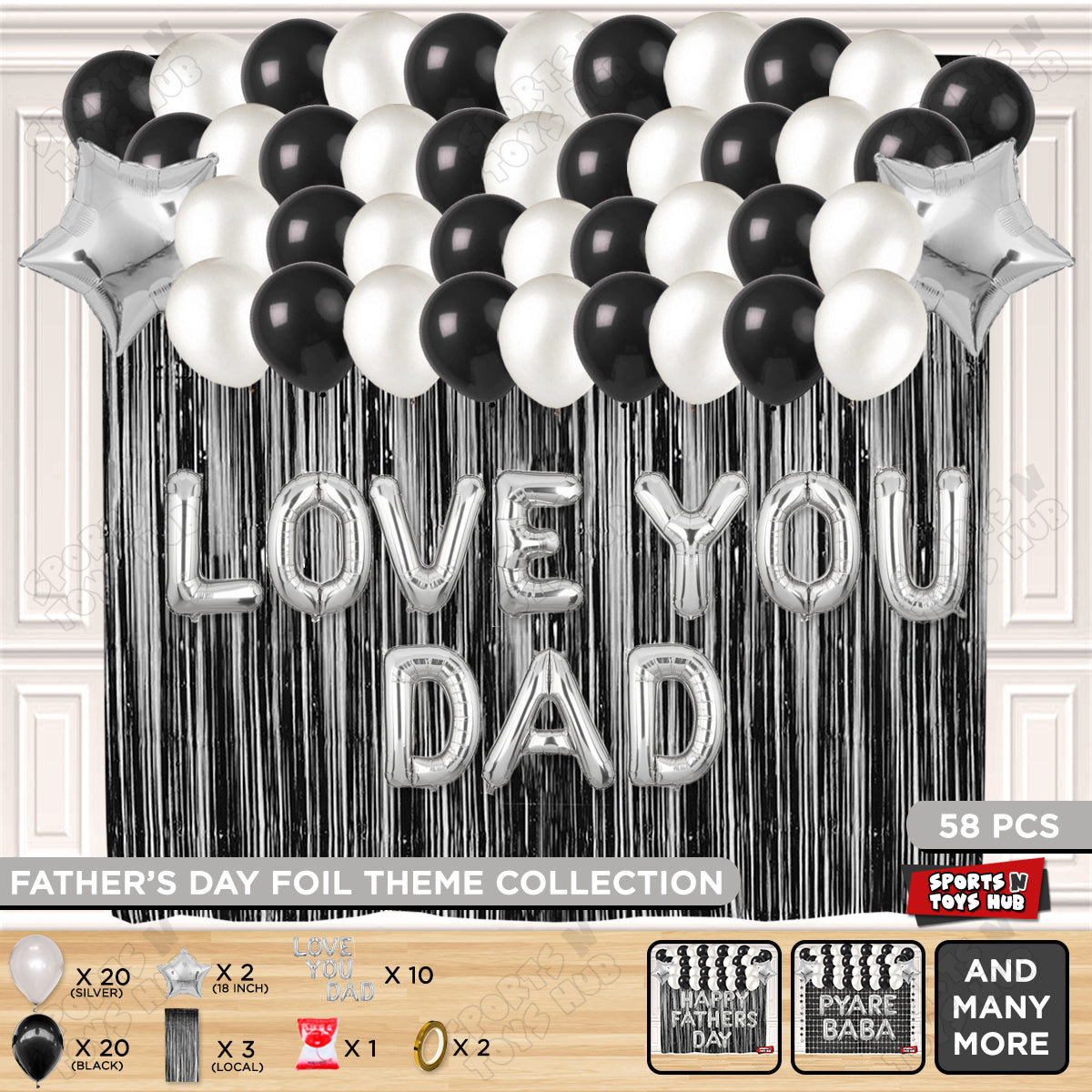 Love You Dad Foil Letter Curtain Theme Collection