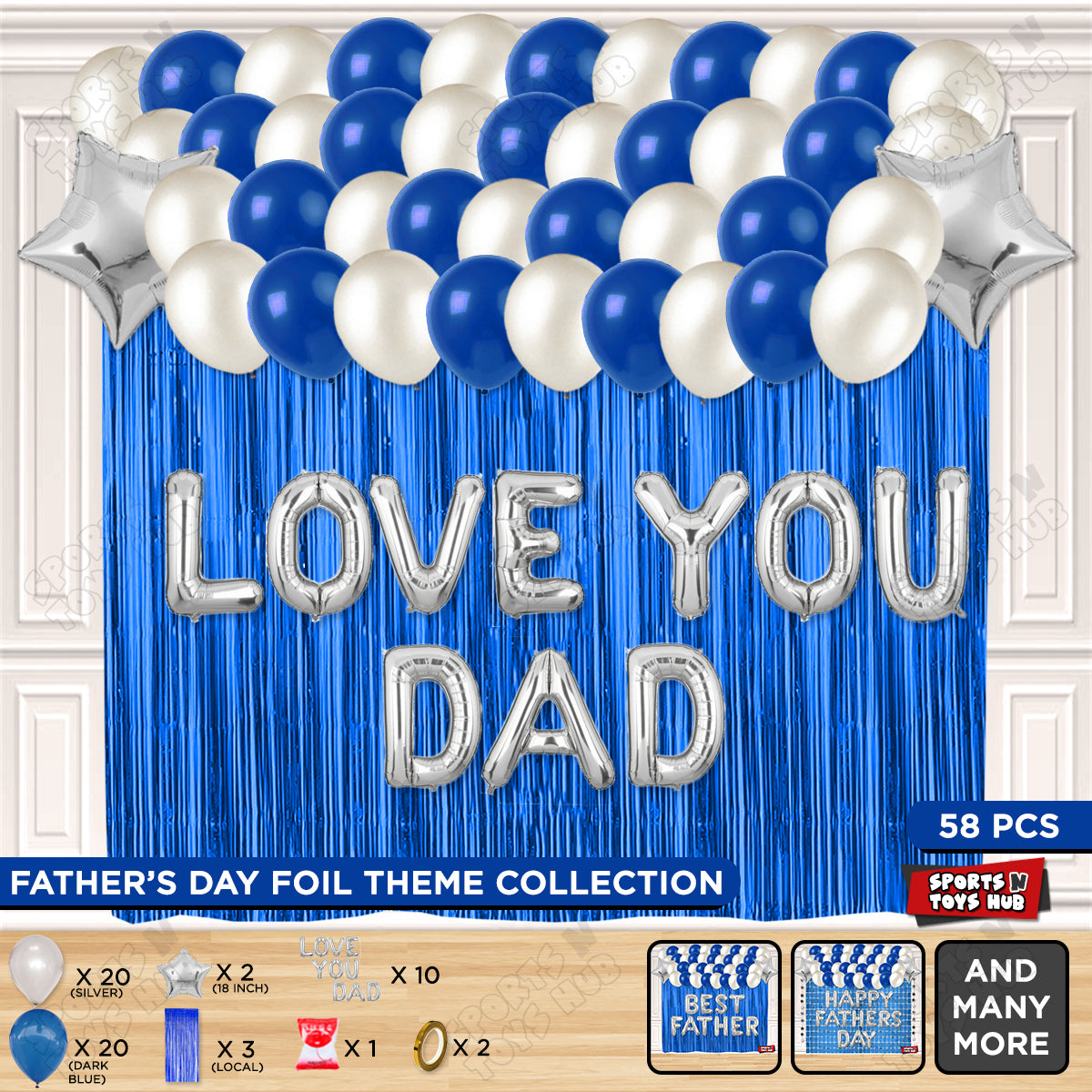 Love You Dad Foil Letter Curtain Theme Collection