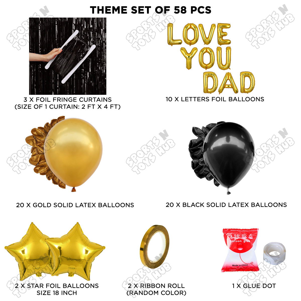 Love You Dad Foil Letter Curtain Theme Collection