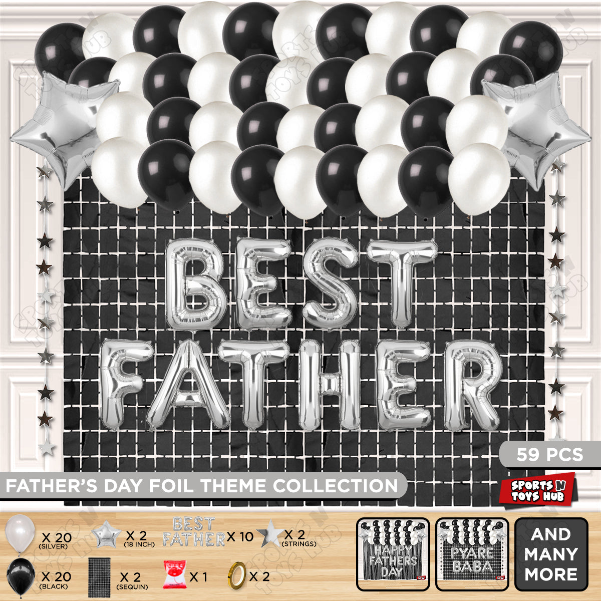 Best Father Foil Letter Rectangle Curtain Theme Collection