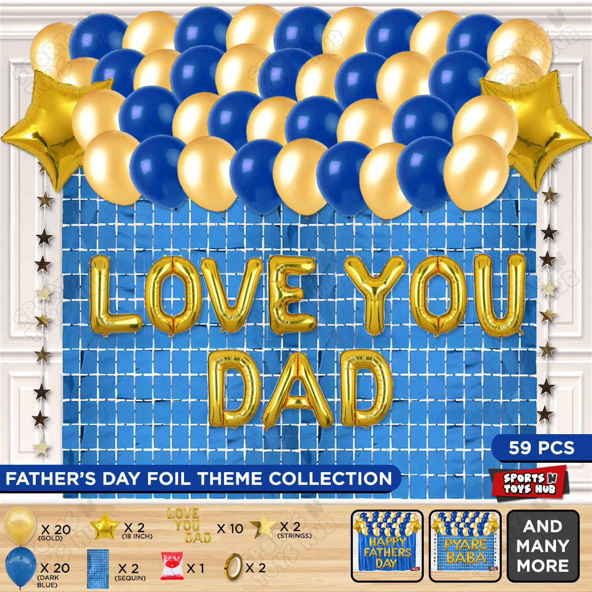 Love You Dad Foil Letter Rectangle Curtain Theme Collection