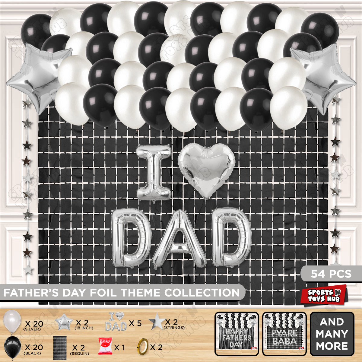 I ♡ Dad Foil Letter Rectangle Curtain Theme Collection