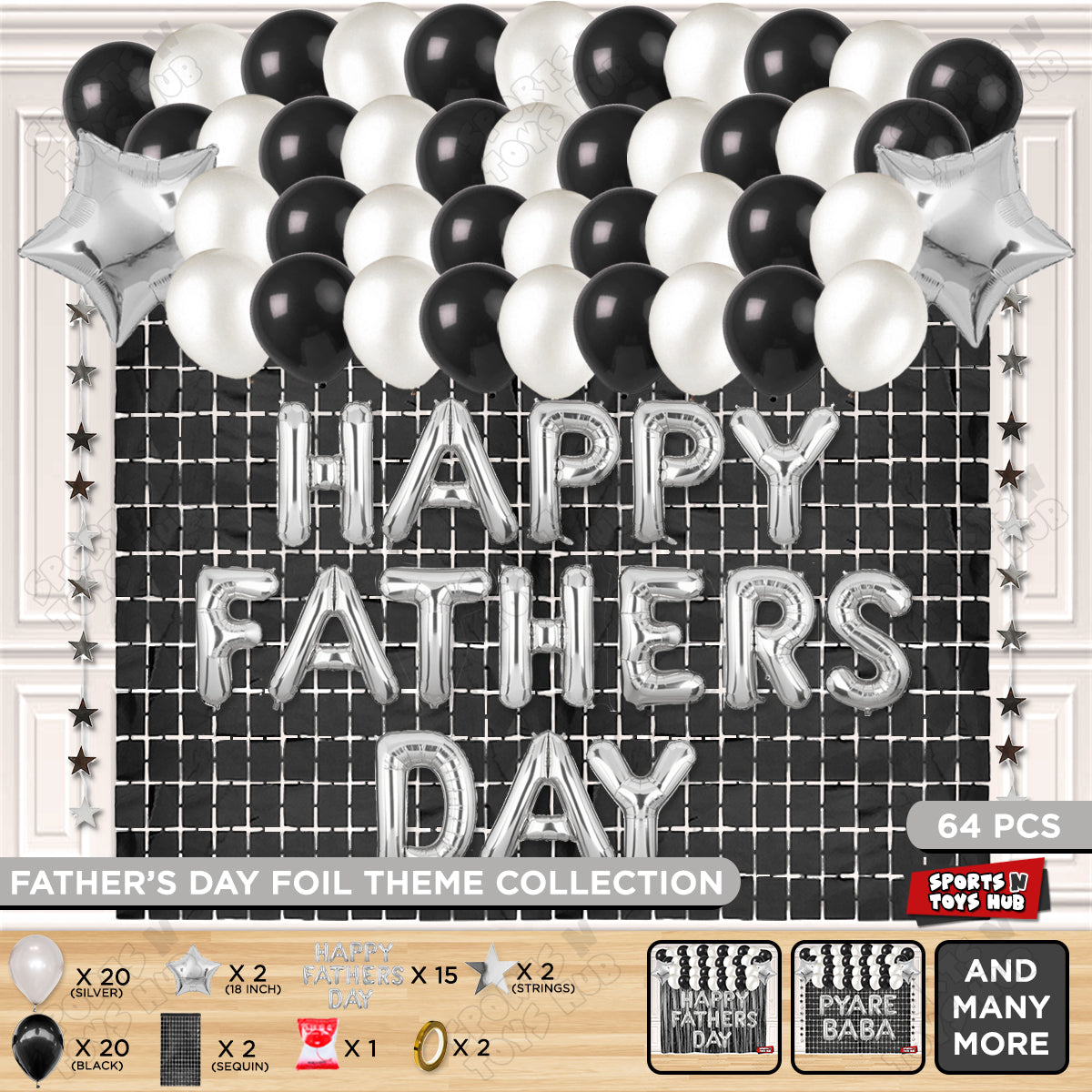 Happy Fathers Day Foil Letter Rectangle Curtain Theme Collection