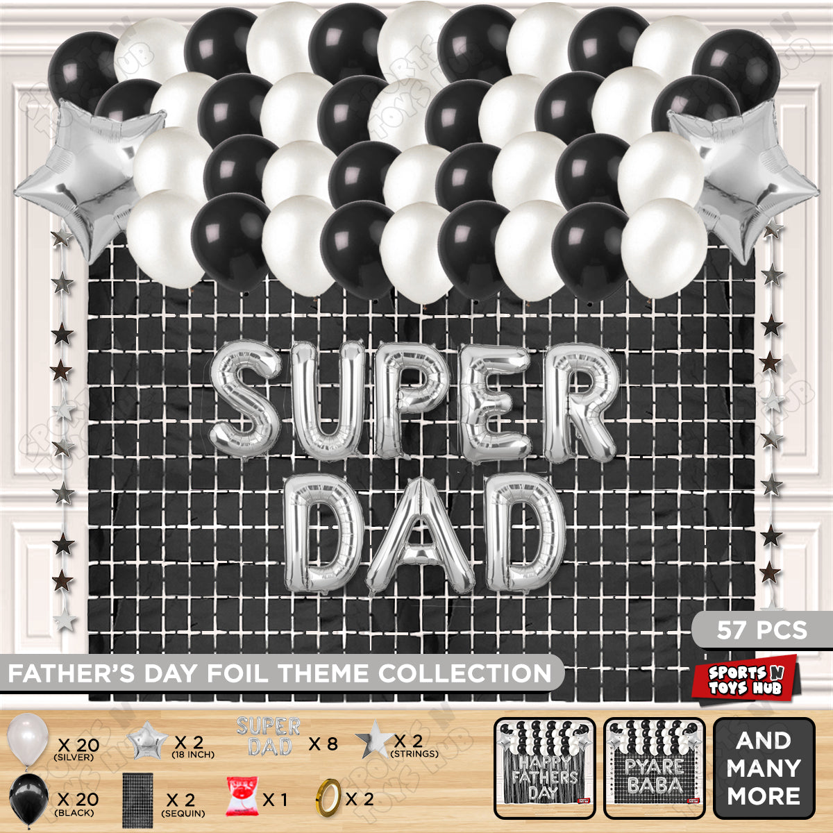 Super Dad Foil Letter Rectangle Curtain Theme Collection