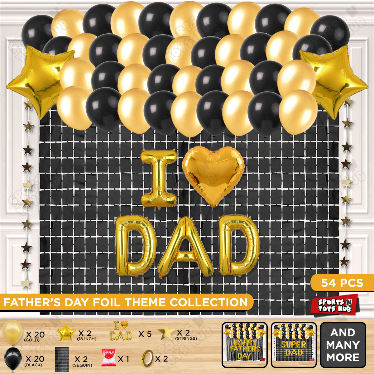 I ♡ Dad Foil Letter Rectangle Curtain Theme Collection