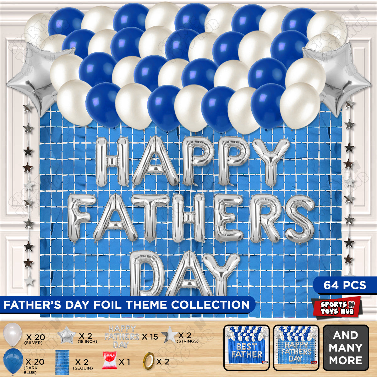 Happy Fathers Day Foil Letter Rectangle Curtain Theme Collection
