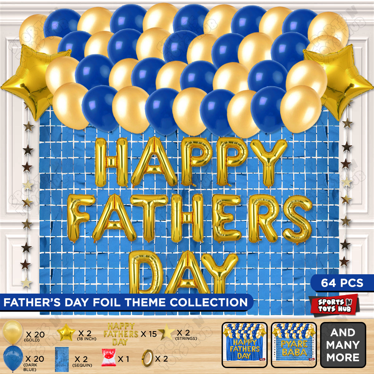 Happy Fathers Day Foil Letter Rectangle Curtain Theme Collection