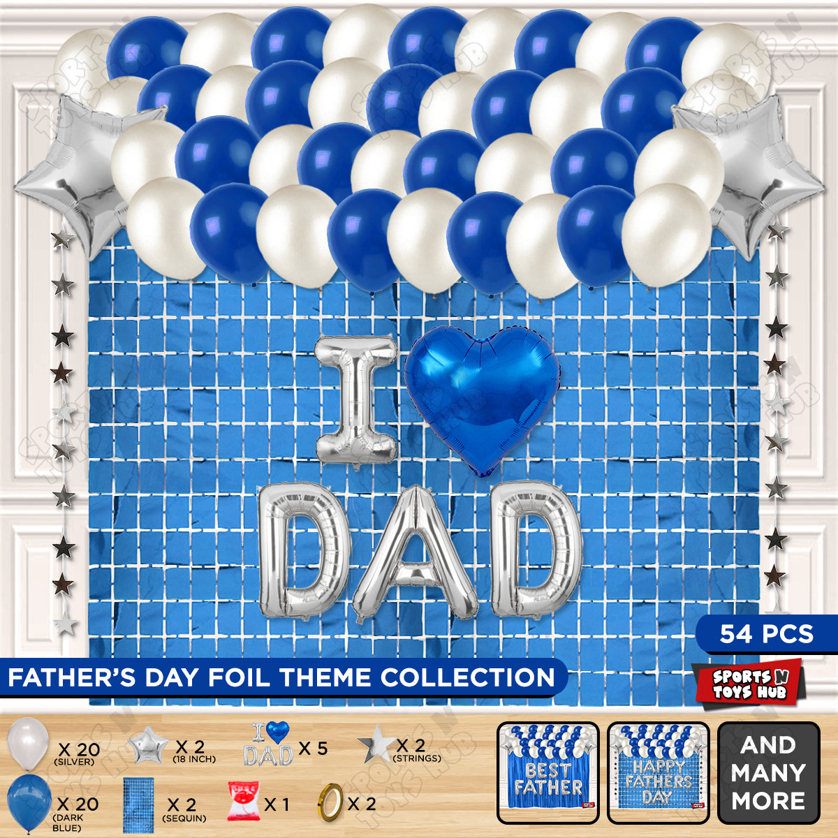 I ♡ Dad Foil Letter Rectangle Curtain Theme Collection