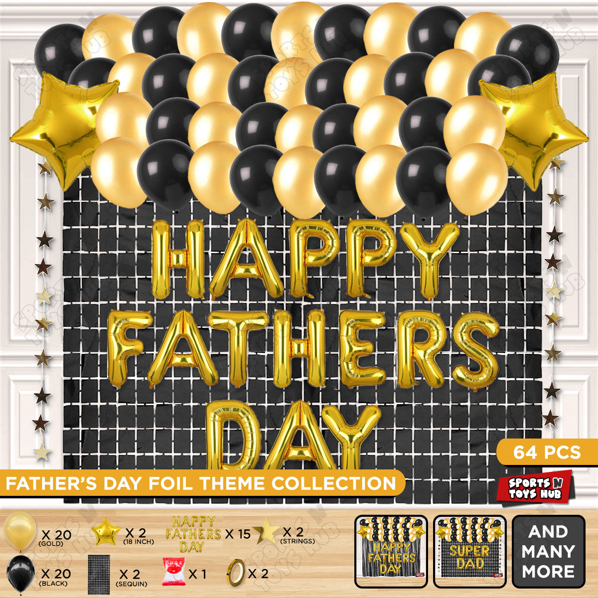Happy Fathers Day Foil Letter Rectangle Curtain Theme Collection