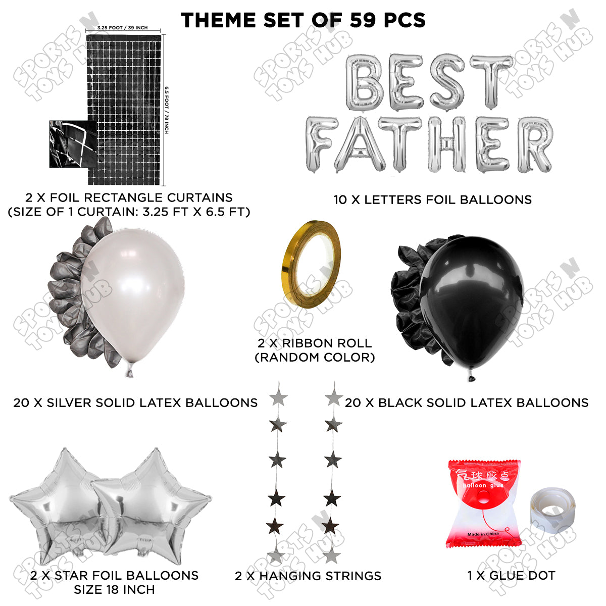Best Father Foil Letter Rectangle Curtain Theme Collection