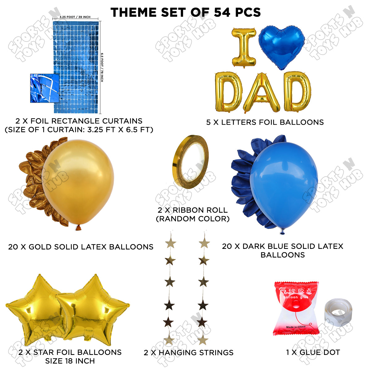 I ♡ Dad Foil Letter Rectangle Curtain Theme Collection