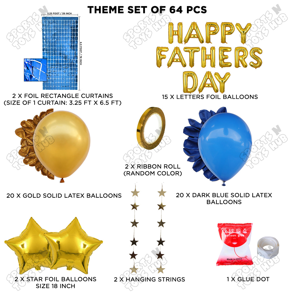 Happy Fathers Day Foil Letter Rectangle Curtain Theme Collection