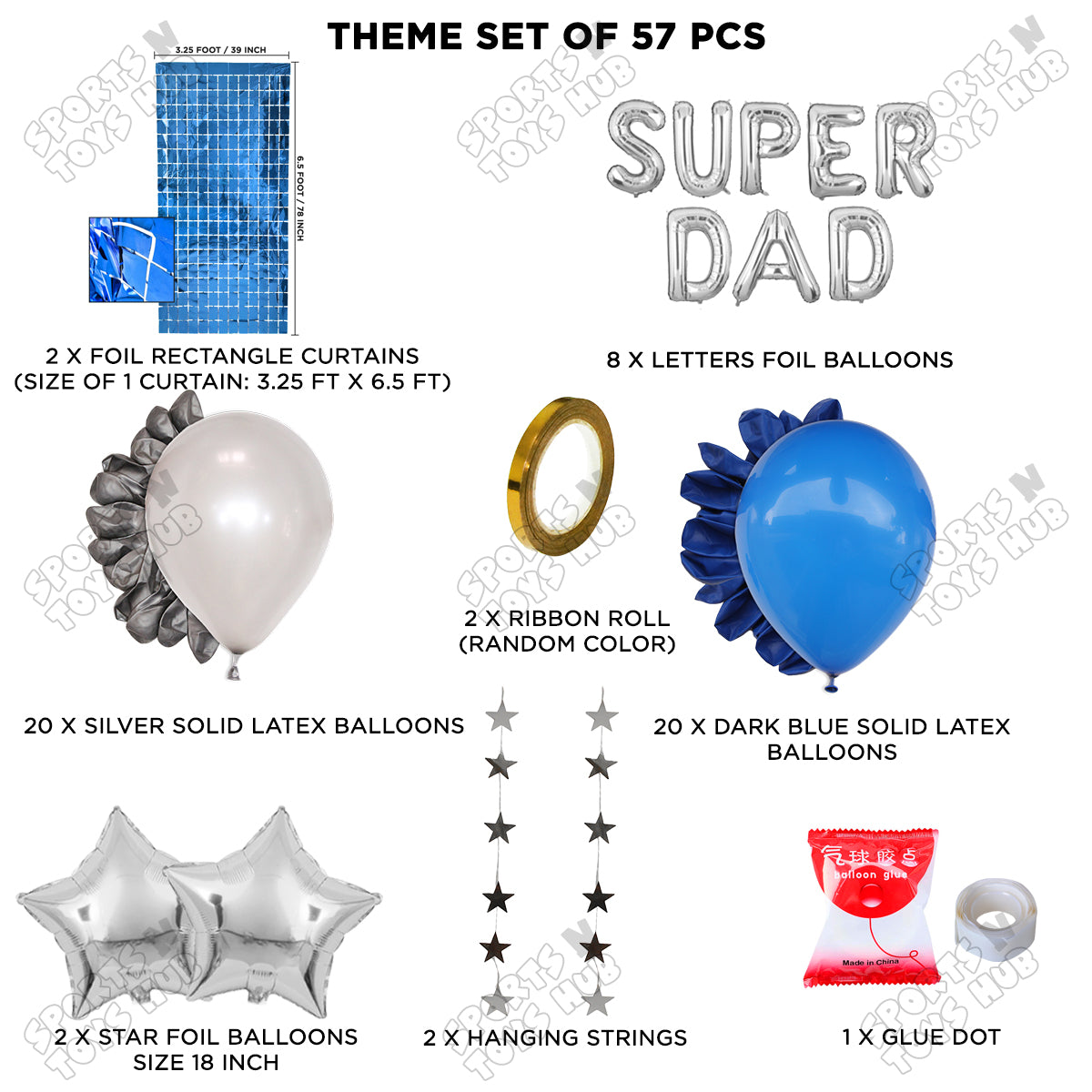 Super Dad Foil Letter Rectangle Curtain Theme Collection