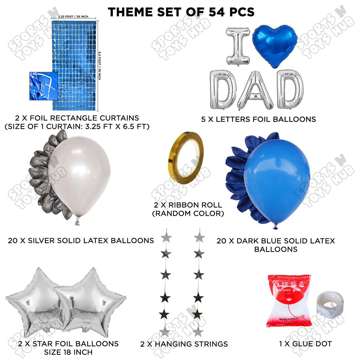 I ♡ Dad Foil Letter Rectangle Curtain Theme Collection