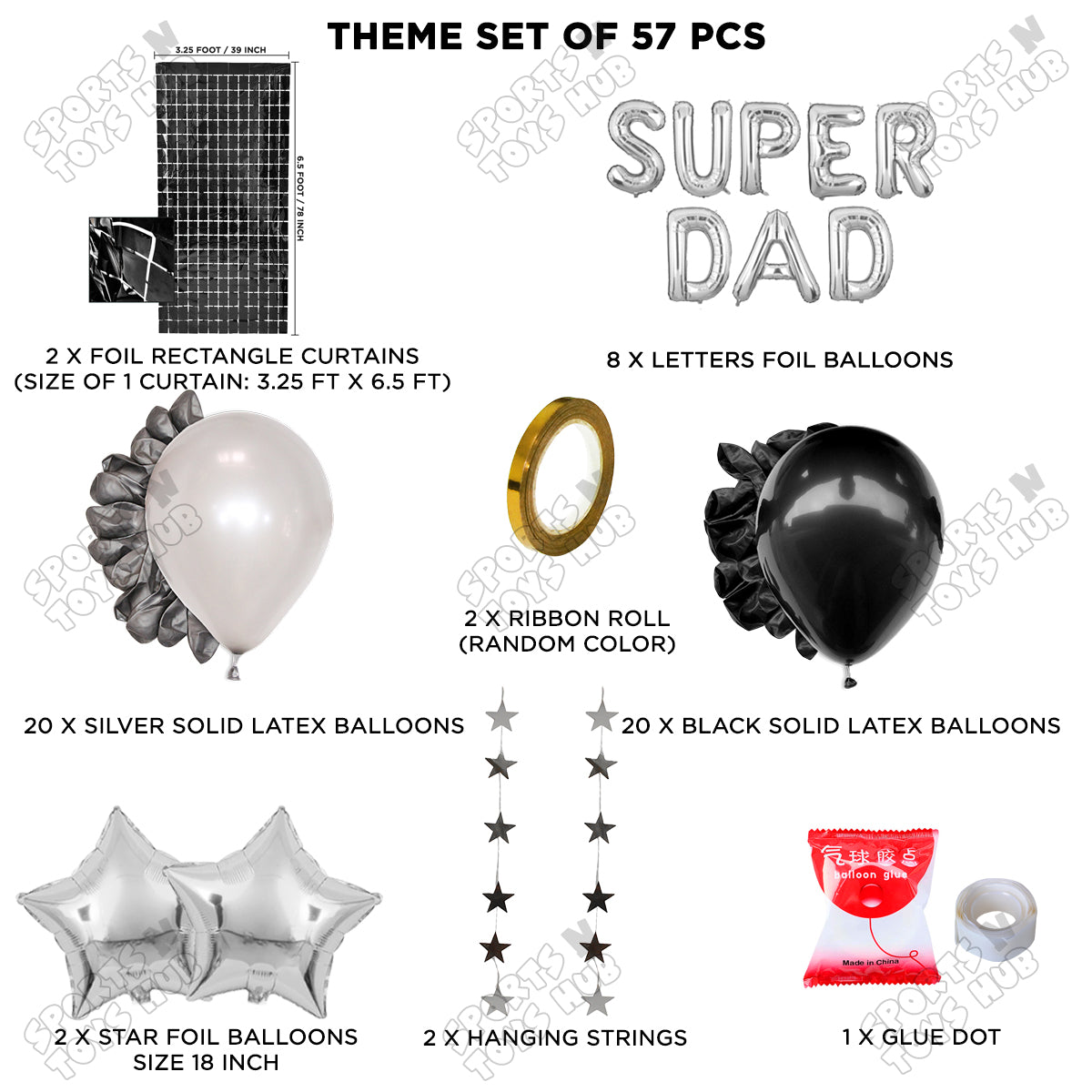 Super Dad Foil Letter Rectangle Curtain Theme Collection