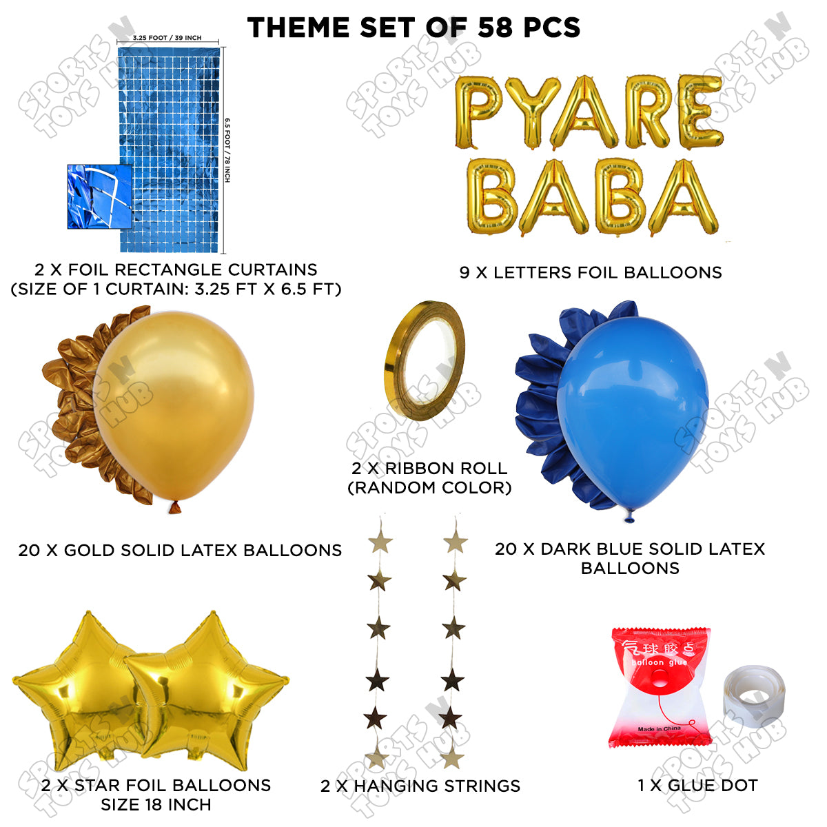 Pyare Baba Foil Letter Rectangle Curtain Theme Collection