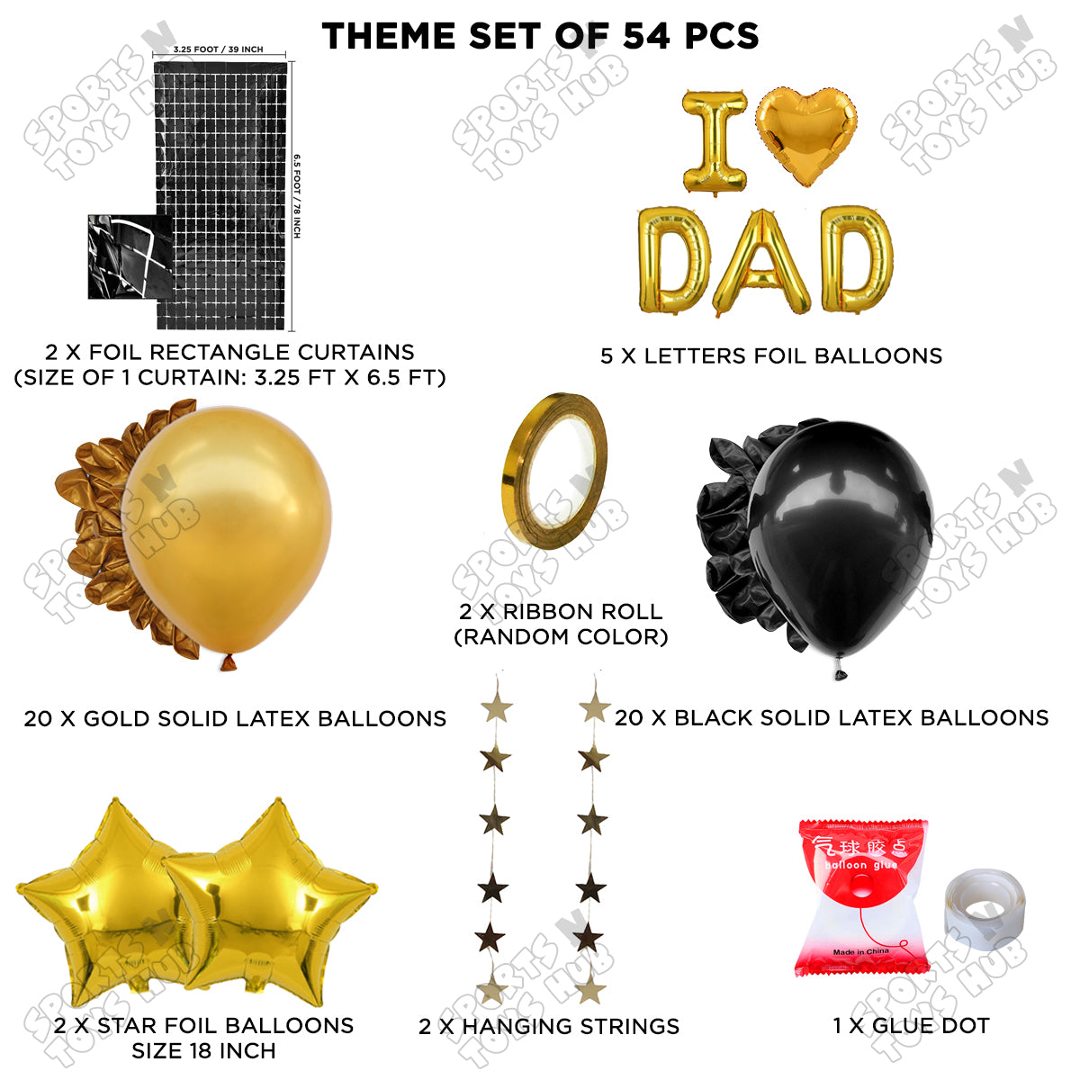I ♡ Dad Foil Letter Rectangle Curtain Theme Collection