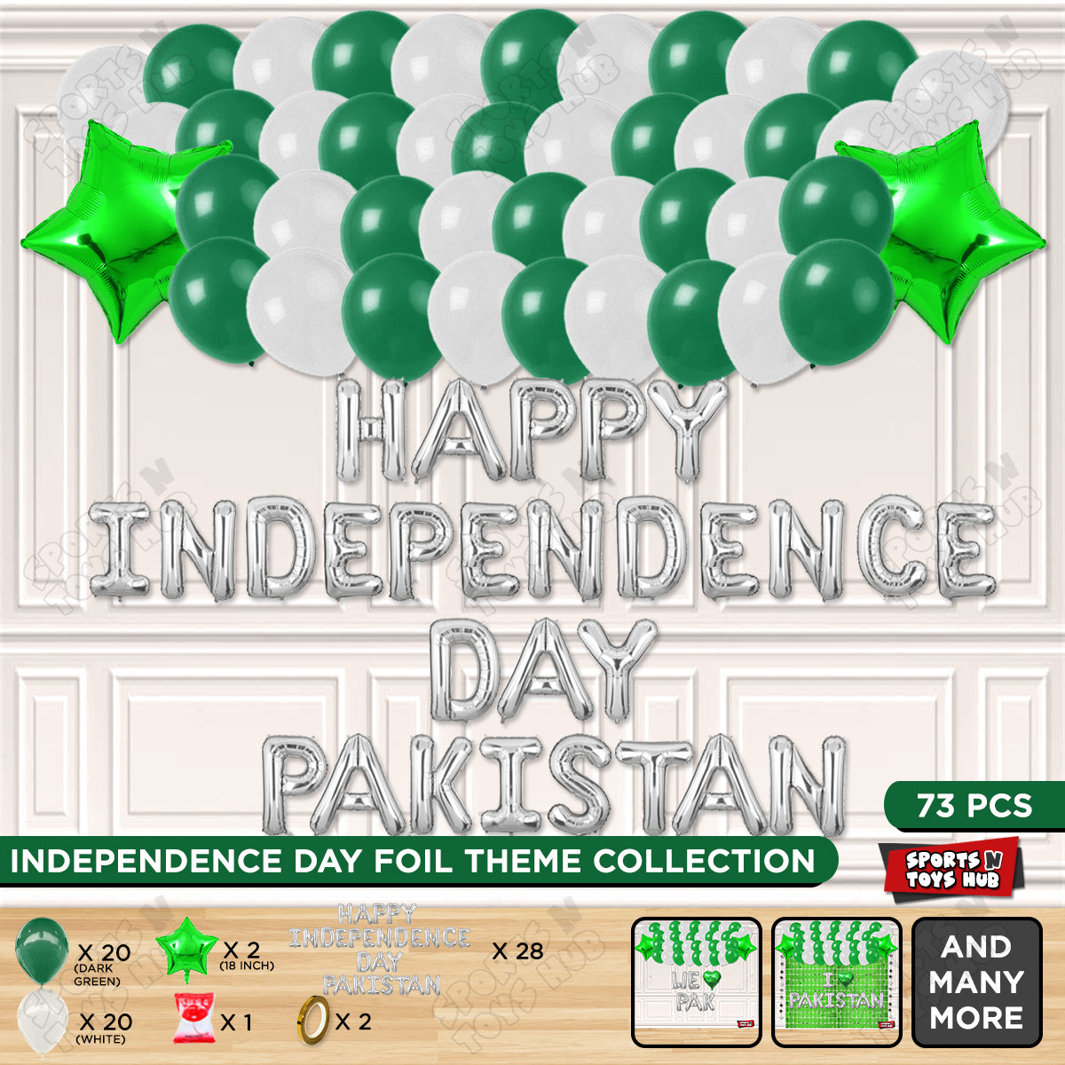 Happy Independence Day Pakistan Foil Letters Theme Collection