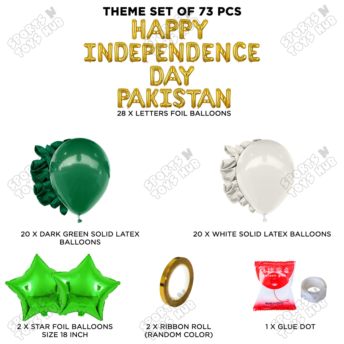 Happy Independence Day Pakistan Foil Letters Theme Collection