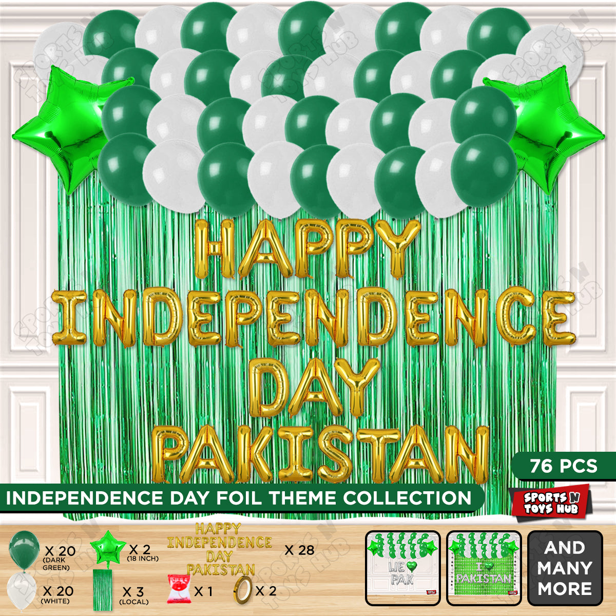 Happy Independence Day Pakistan Foil Letters Theme Collection
