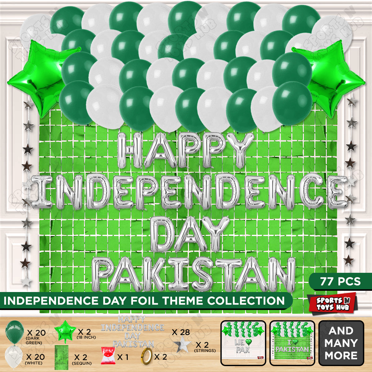 Happy Independence Day Pakistan Foil Letters Theme Collection