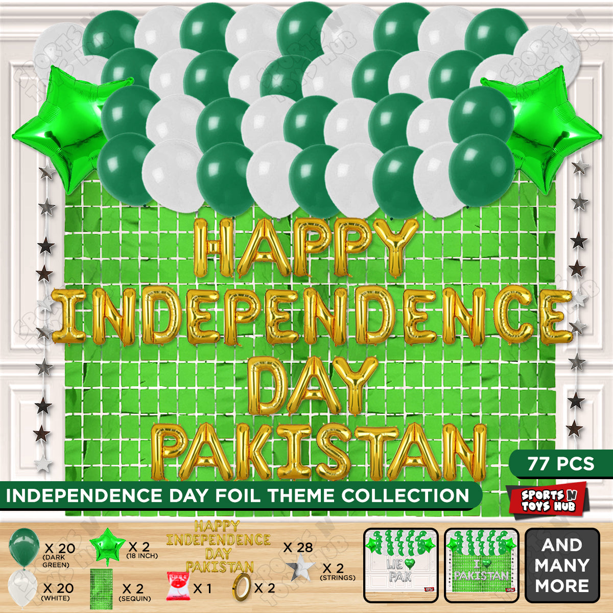 Happy Independence Day Pakistan Foil Letters Theme Collection