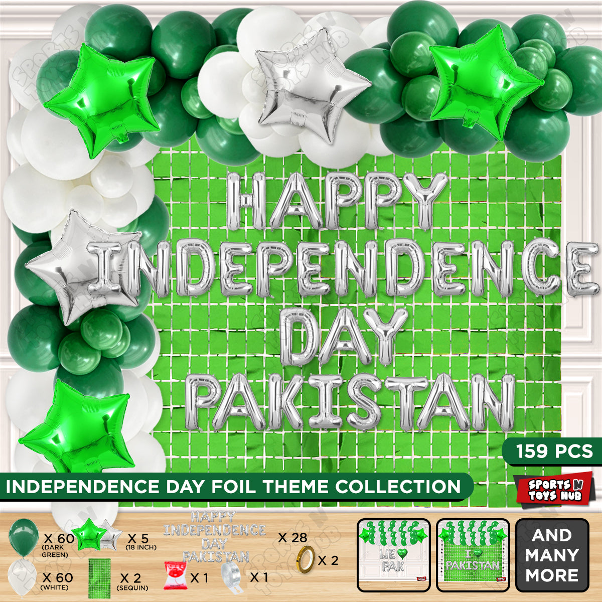 Happy Independence Day Pakistan Foil Letters Theme Collection