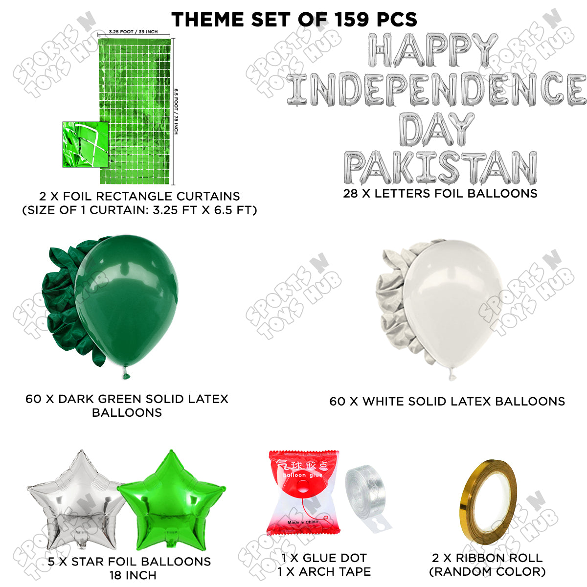 Happy Independence Day Pakistan Foil Letters Theme Collection