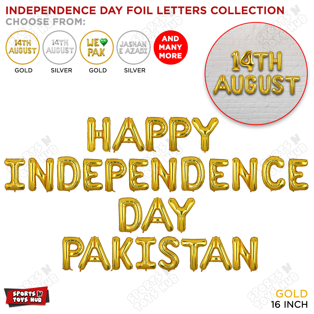 Happy Independence Day Pakistan Foil Letters Balloon