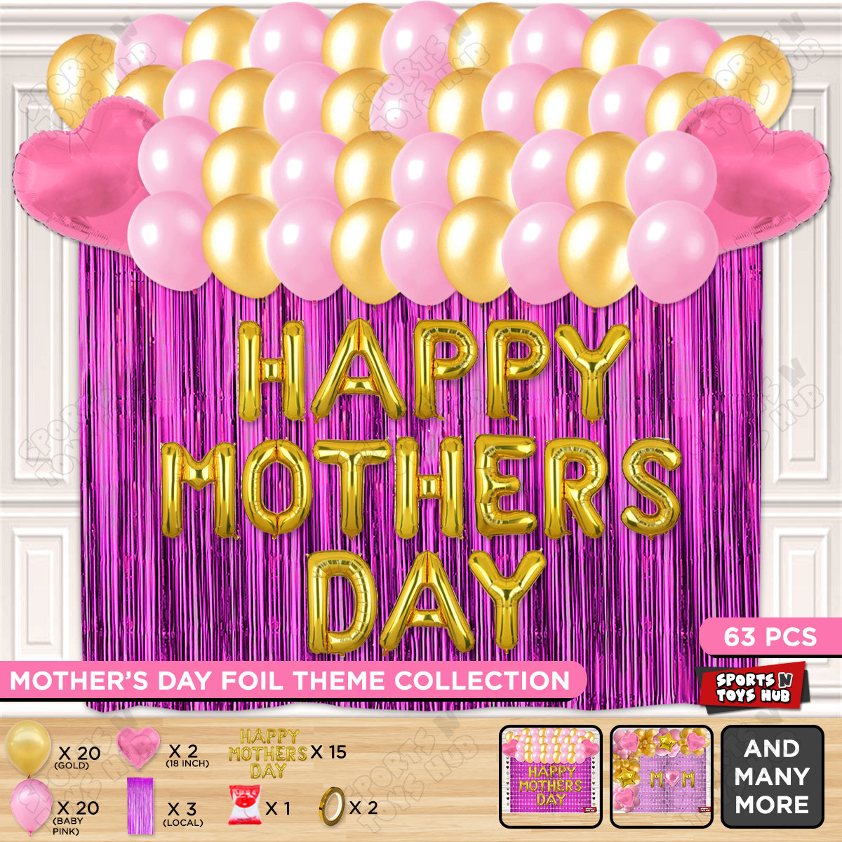 Happy Mothers Day Foil Letter Curtain Theme Collection