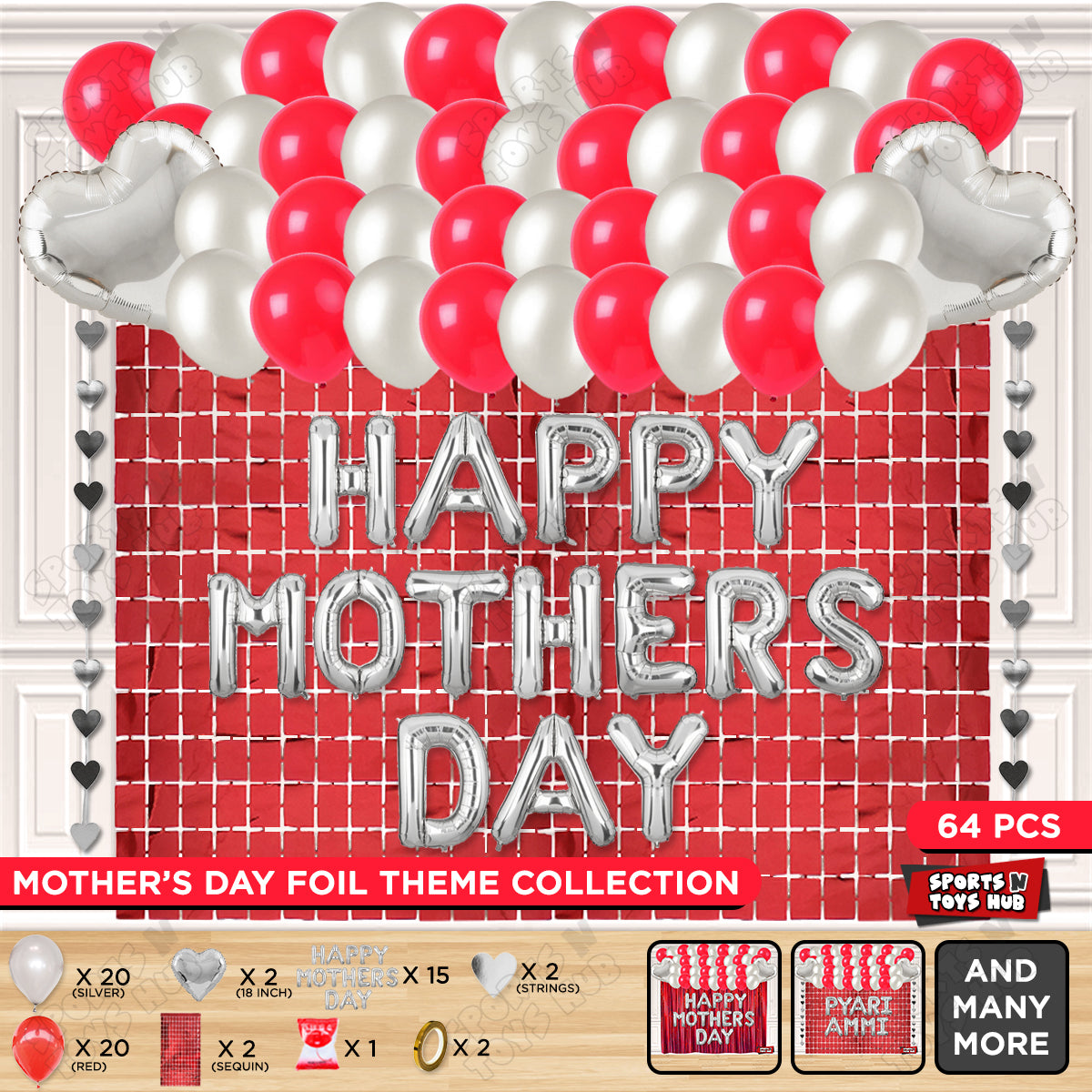 Happy Mothers Day Foil Letter Rectangle Curtain Theme Collection