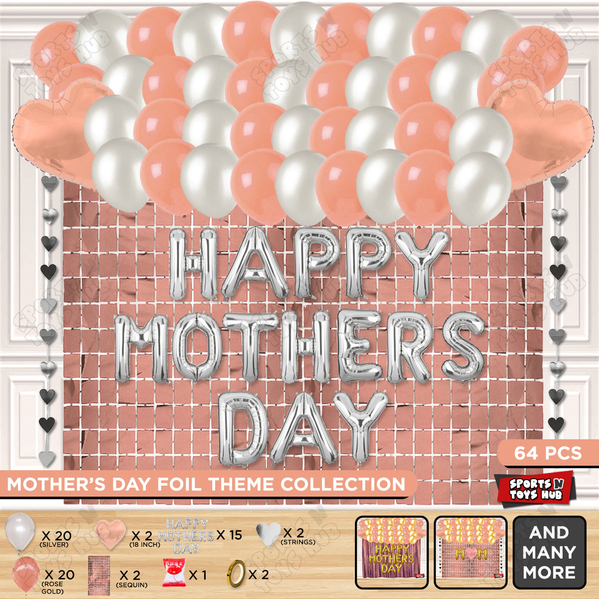Happy Mothers Day Foil Letter Rectangle Curtain Theme Collection