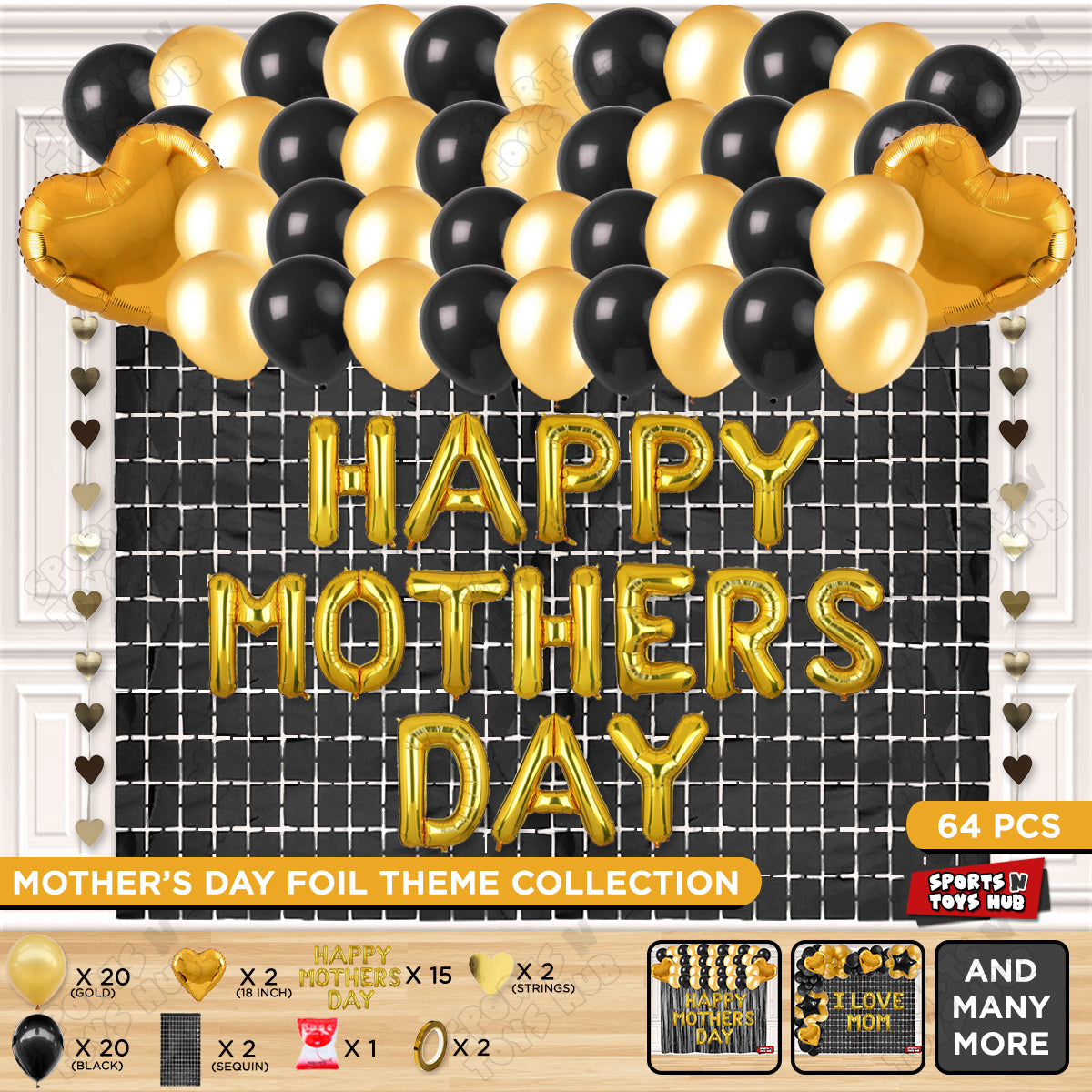 Happy Mothers Day Foil Letter Rectangle Curtain Theme Collection