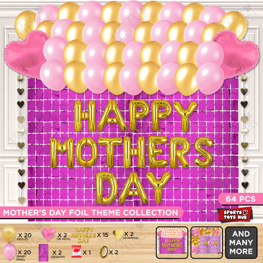 Happy Mothers Day Foil Letter Rectangle Curtain Theme Collection